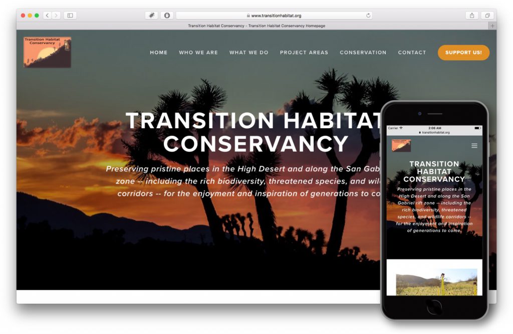 Transition Habitat Conservancy Version 1 Website screenshot