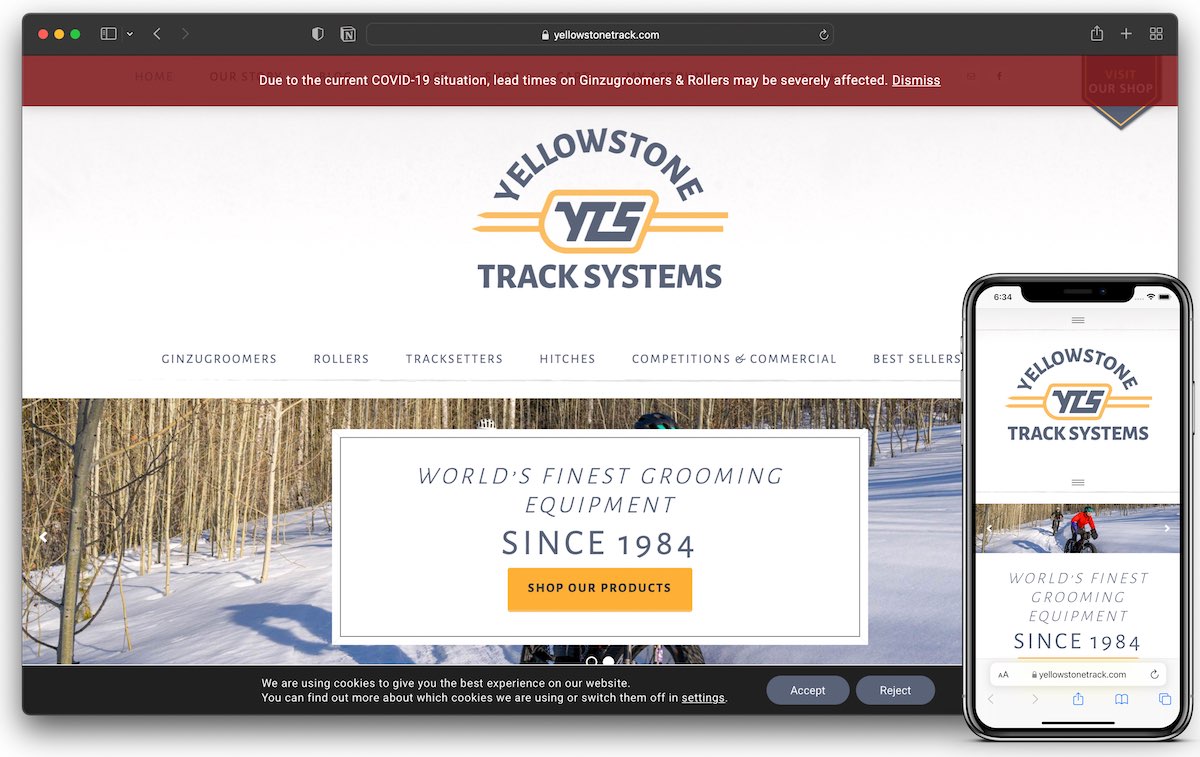 Yellowstone Track Systems New Website Screenshot